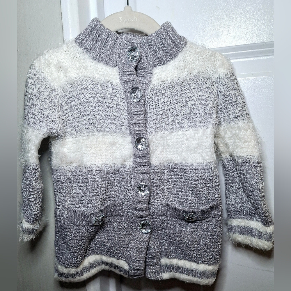 Tahari Baby Striped Cardigan with Gemstone Buttons (9-12 mo)